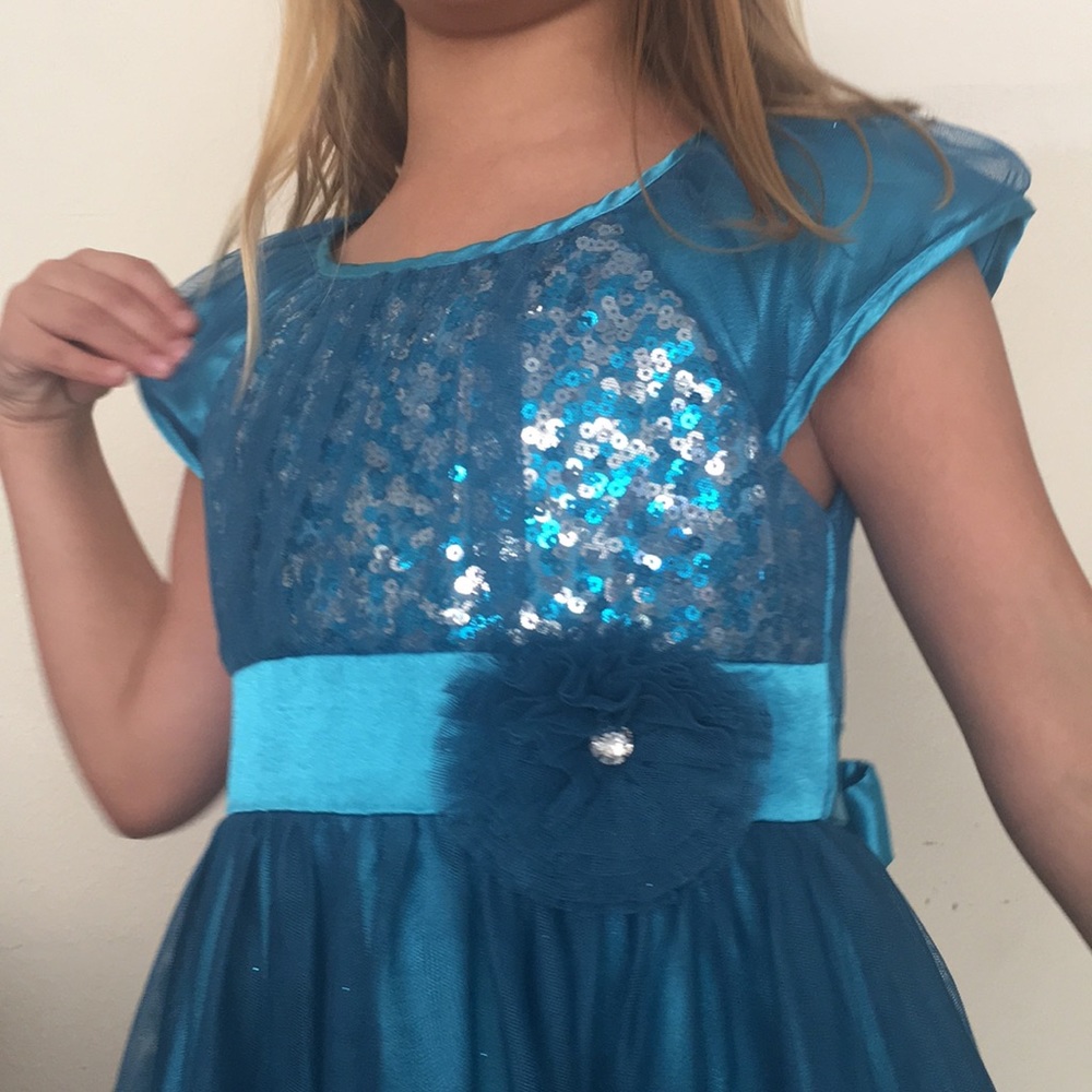 Girls aqua dress - Picture 5 of 7